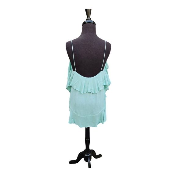 Free People Intimately Mint Green Cascades Crinkle Rayon Ruffle Top Size XS - Picture 3 of 8